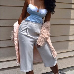 BCBG Maxazria Runway Jean & Khaki jumpsuit